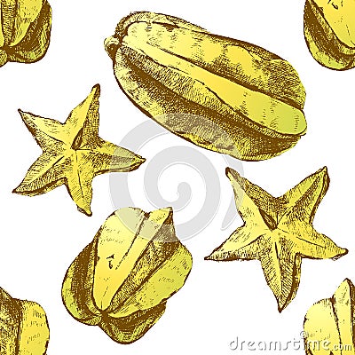 Carambola fruit on white background Vector Illustration