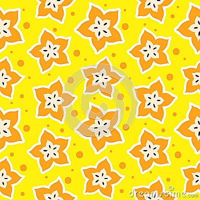 Carambola seamless pattern Vector Illustration