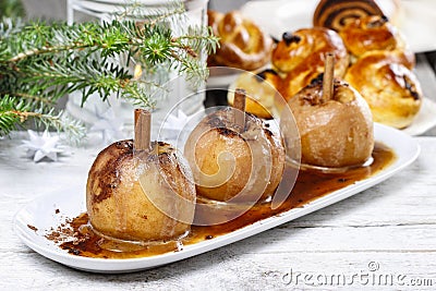 Caramel apple, christmas eve Stock Photo