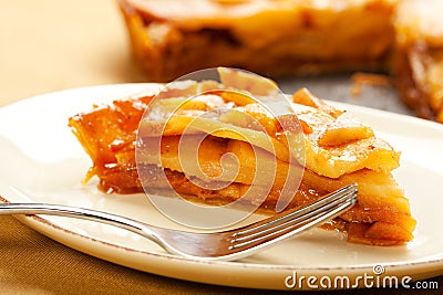 Caramel Apple Tart Slice Stock Photo