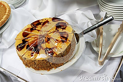 Caramel chocolate cake Stock Photo