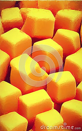 Caramel cubes - abstract digital art Stock Photo