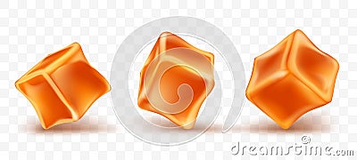 Caramel cubes toffee set Vector Illustration