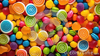 caramel different candy food Cartoon Illustration