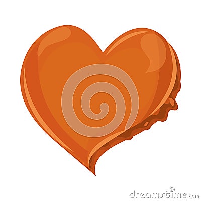 caramel heart shape Vector Illustration