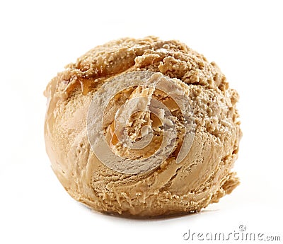 Caramel ice cream on white background Stock Photo
