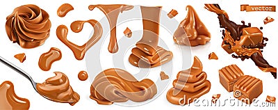 Caramel, peanut butter. Vector Illustration