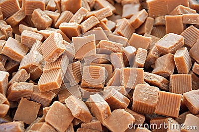 Caramel toffee squares Stock Photo
