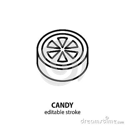 Caramel vector icon. Line sign of sweets. Editable stroke Vector Illustration