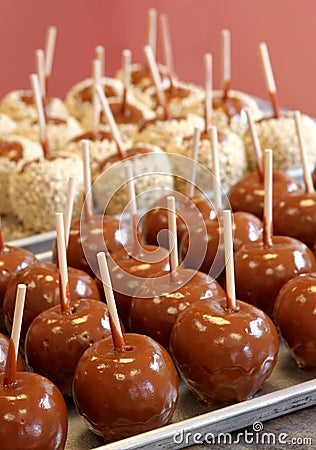 Caramelized chocolate apples Stock Photo