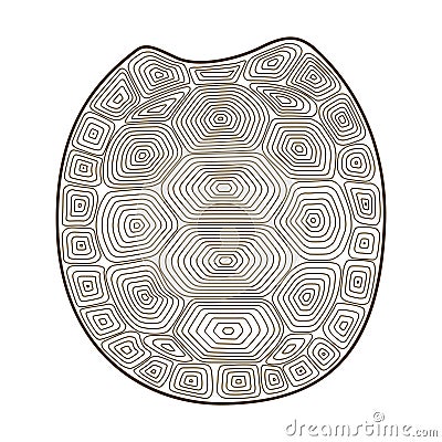 Carapace turtle Zen Tangle. Coloring book with shell tortoise. Vector Illustration