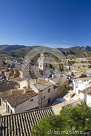Caravaca, Spain - November 17, 2017: panorama of the city of Caravaca de la Cruz on the background of the mountain range Editorial Stock Photo