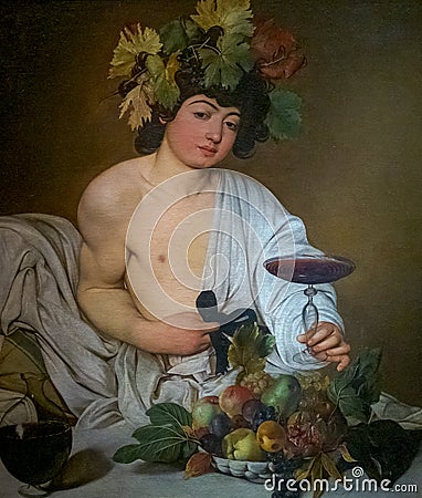 Caravaggio, Bacchus, oil on canvas. Editorial Stock Photo