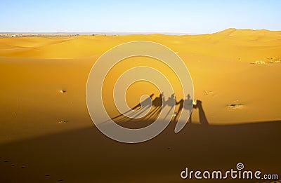 A caravan of camels. Desert in Morocco Stock Photo