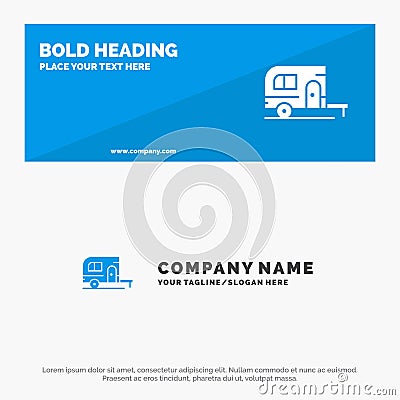 Caravan, Camping, Camp, Travel SOlid Icon Website Banner and Business Logo Template Vector Illustration