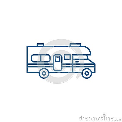 Caravan car line icon concept. Caravan car flat vector symbol, sign, outline illustration. Vector Illustration