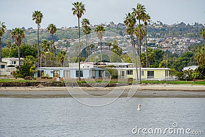 Caravan and home trailer park area next the water Editorial Stock Photo