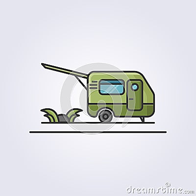 caravan line icon colored vector logo design Stock Photo