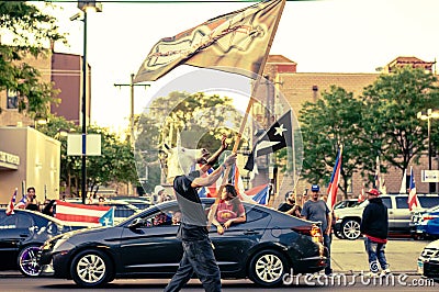 A caravan of Puerto Rican pride on display in Chicago`s Humboldt Park neighborhood Editorial Stock Photo