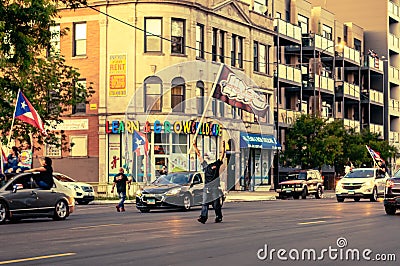 A caravan of Puerto Rican pride on display in Chicago`s Humboldt Park neighborhood Editorial Stock Photo