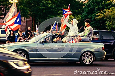 A caravan of Puerto Rican pride on display in Chicago`s Humboldt Park neighborhood Editorial Stock Photo