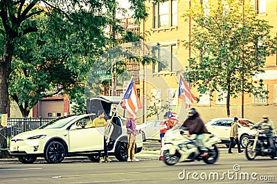 A caravan of Puerto Rican pride on display in Chicago`s Humboldt Park neighborhood Editorial Stock Photo