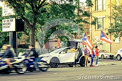 A caravan of Puerto Rican pride on display in Chicago`s Humboldt Park neighborhood Editorial Stock Photo