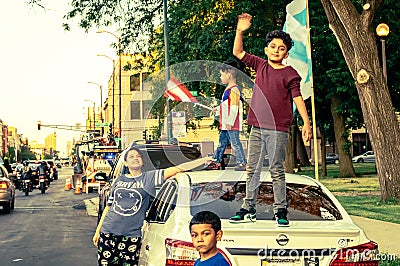 A caravan of Puerto Rican pride on display in Chicago`s Humboldt Park neighborhood Editorial Stock Photo