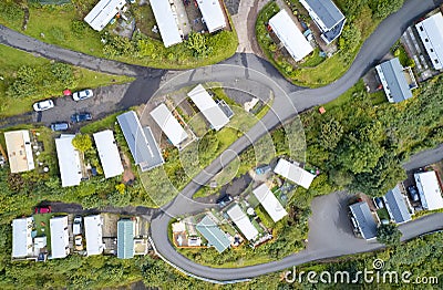 Caravan site park aerial view traveller holiday homes at Cloch site near Wemyss Bay Stock Photo