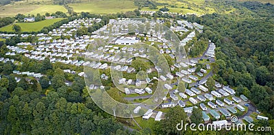 Caravan site park aerial view traveller holiday homes at Cloch site near Wemyss Bay Stock Photo