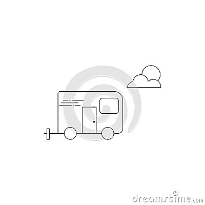 Caravan trailer home icon, filled flat sign, solid pictogram isolated on white. Mobile trailer house symbol, logo illustration Vector Illustration