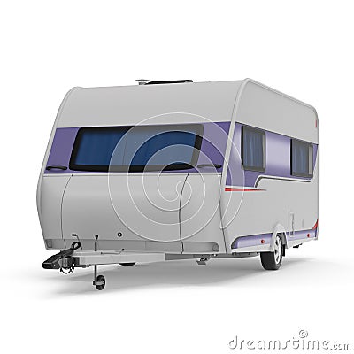 Caravan Trailer on white. 3D illustration Cartoon Illustration