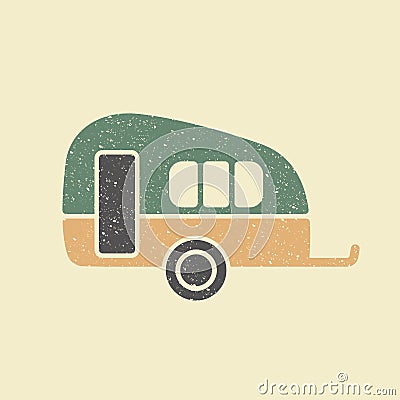 Caravan vector icon in retro style, trailer symbol. Modern, simple flat vector illustration for web site or mobile app Cartoon Illustration