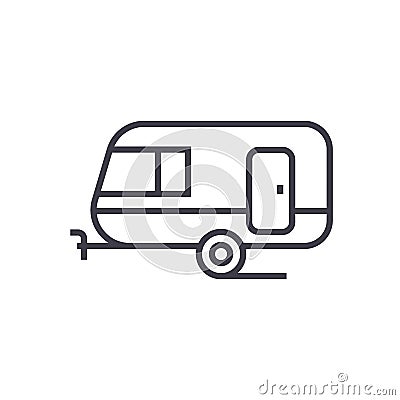 Caravan vector line icon, sign, illustration on background, editable strokes Vector Illustration