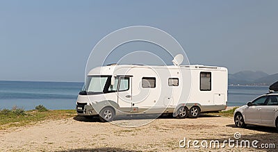 Caravan by the sea summer holidays Stock Photo