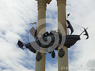 Caravel, the homage to Christopher Columbus to Seville in Spain. Editorial Stock Photo