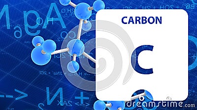 Carbon C, chemical element sign. 3D rendering isolated on white background. Carbon chemical 6 element for science experiments in Stock Photo