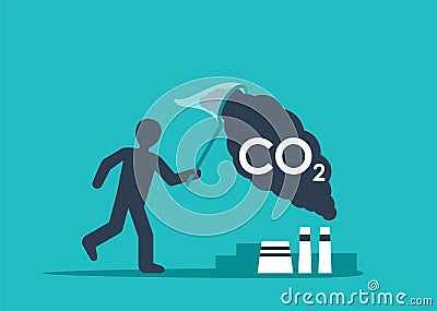 Carbon Capture Technology - CO2 neutral strategy Vector Illustration
