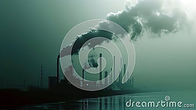 Carbon Capture Technology - net CO2 footprint development strategy. Generated- AI Stock Photo