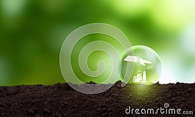 Carbon Capture, Utilization and Storage concept. Net zero target, limit global warming. Stock Photo