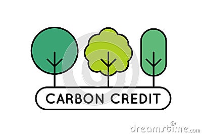 Carbon credit concept. Trees as a symbol of carbon offset credits. Vector Illustration