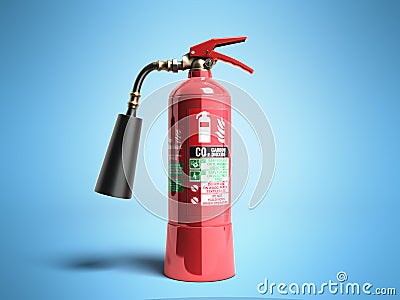 Carbon Dioxide Fire extinguisher 3d render on blue background Stock Photo