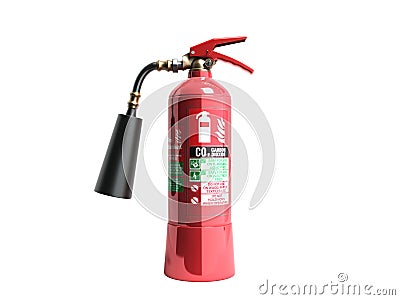 Carbon dioxide fire extinguisher 3d render on white background n Stock Photo