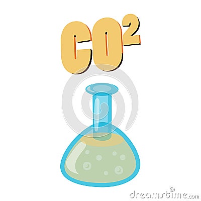 Carbon dioxide in test flask, CO2 icon Vector Illustration