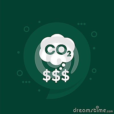 carbon emissions cost vector icon, co2 gas price Vector Illustration