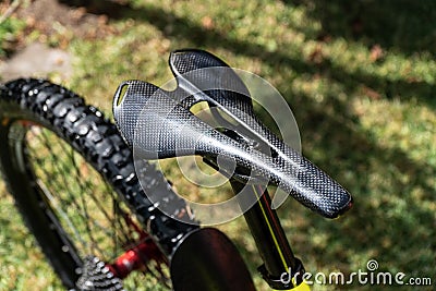 Carbon fiber bike saddle Stock Photo