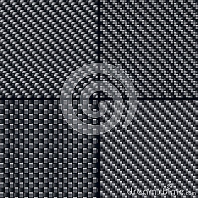 Carbon fiber seamless patterns set Vector Illustration