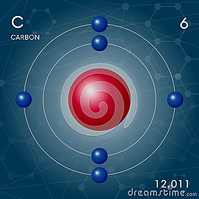 Carbon molecule flat illustration Vector Illustration