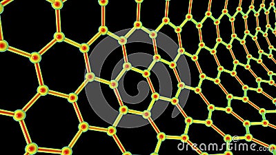 Carbon nanotube, 3D illustration Cartoon Illustration
