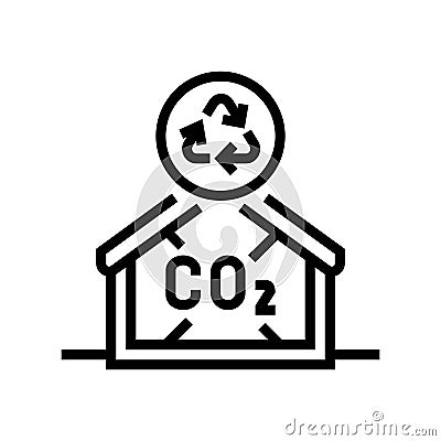 carbon neutral building green line icon vector illustration Cartoon Illustration